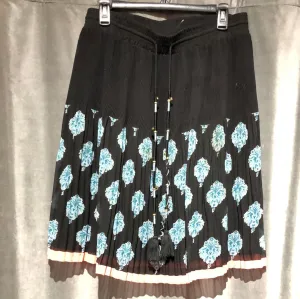 HOSS Intropia Black Pleated Elastic Waist Skirt with Blue and PInk