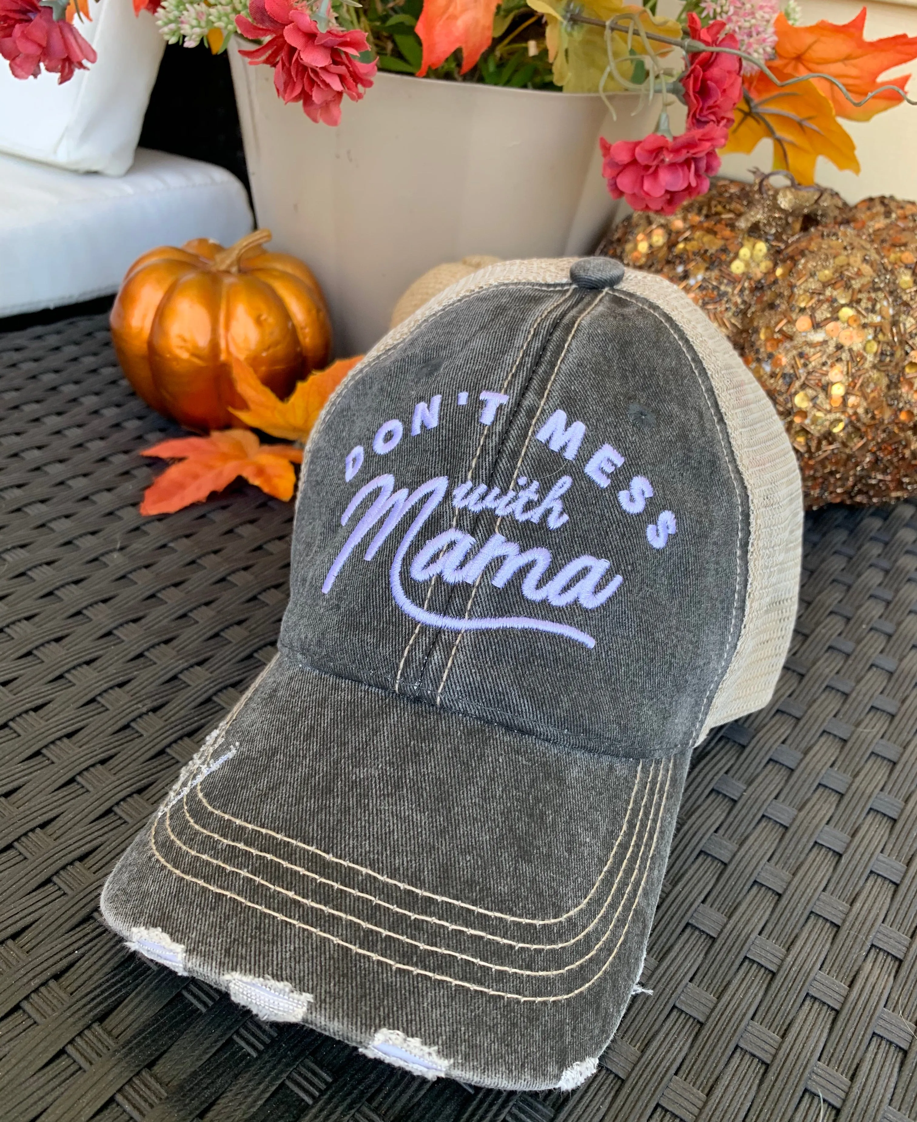 HOT MESS just doing my best hats Embroidered gray distressed unisex trucker caps Womens gift