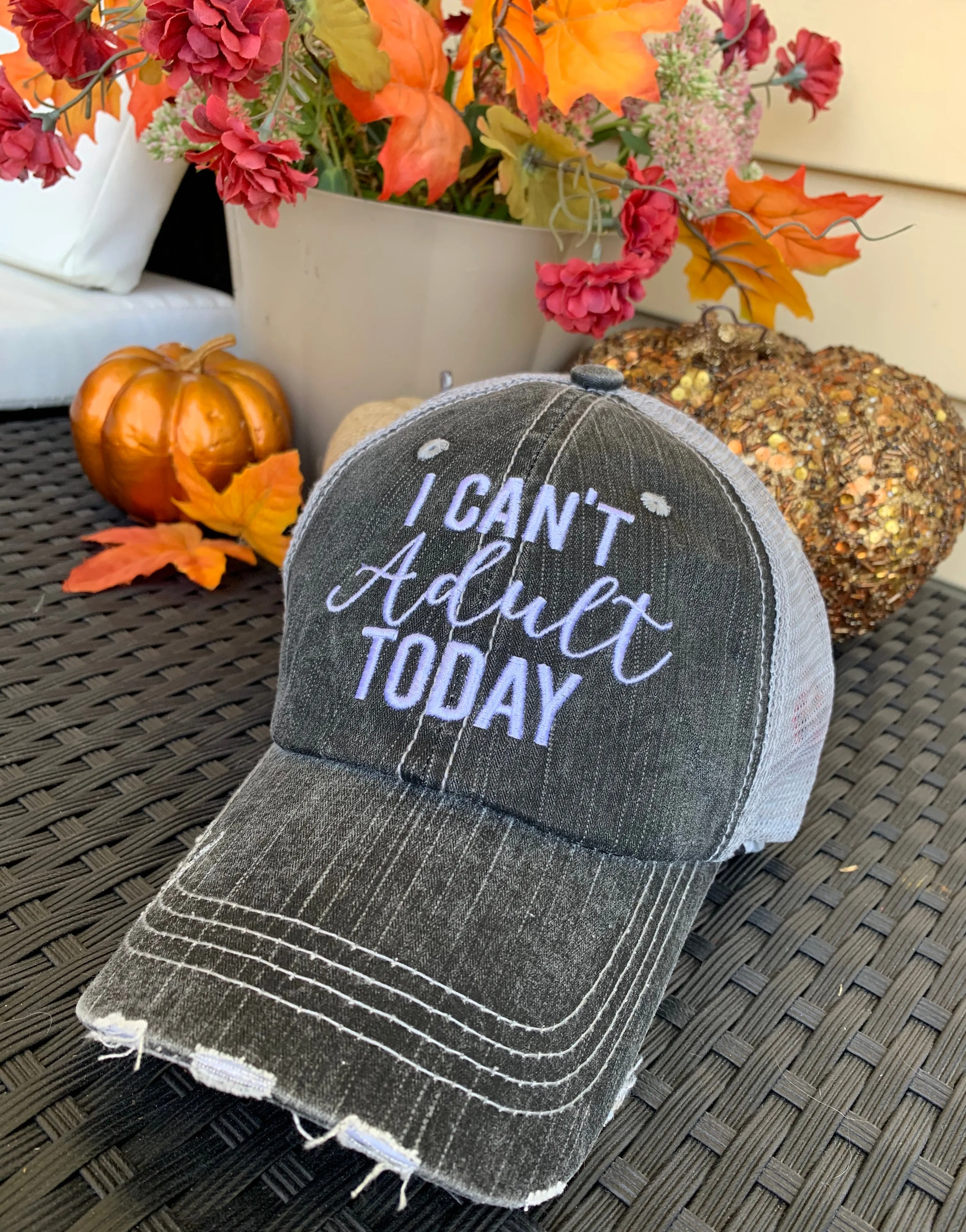 HOT MESS just doing my best hats Embroidered gray distressed unisex trucker caps Womens gift