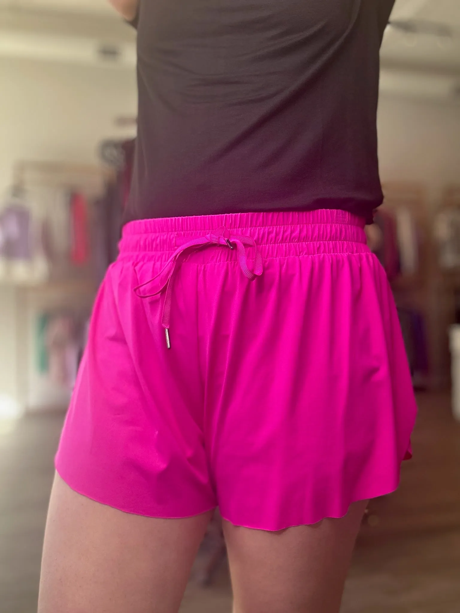 Hot Pink High Waist Knit Shorts