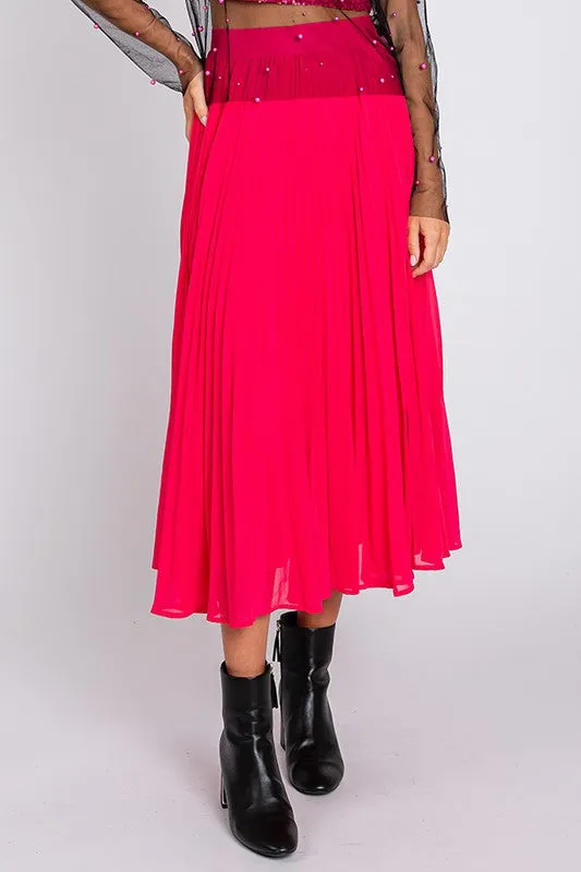 Hot Pink Midi Long Skirt