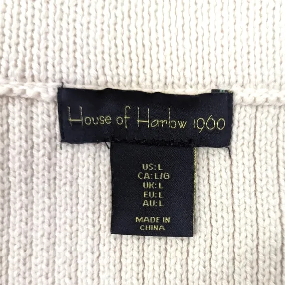 House of Harlow 1960 Sweater Set Crop Top Pencil Skirt NEW Womens Large Ivory