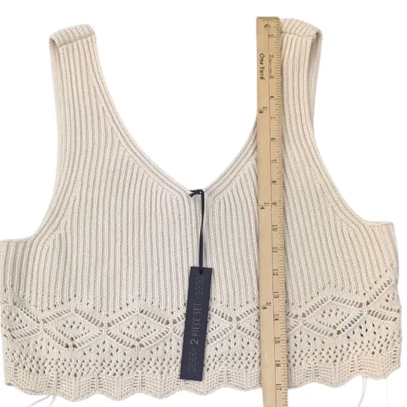 House of Harlow 1960 Sweater Set Crop Top Pencil Skirt NEW Womens Large Ivory