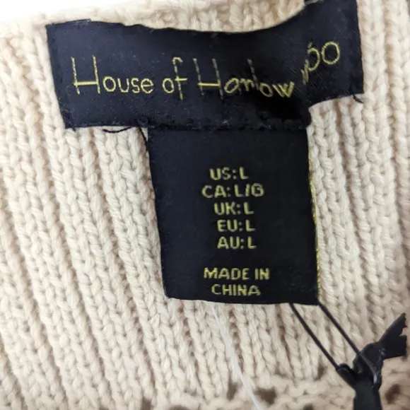 House of Harlow 1960 Sweater Set Crop Top Pencil Skirt NEW Womens Large Ivory