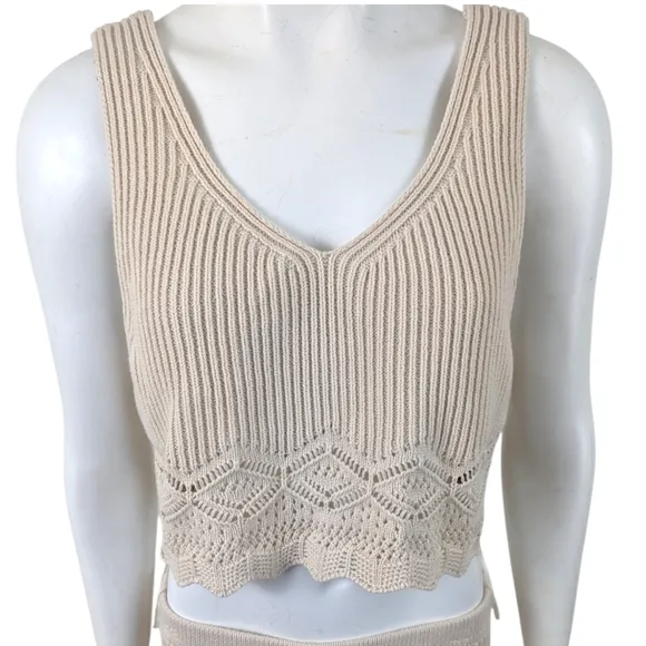 House of Harlow 1960 Sweater Set Crop Top Pencil Skirt NEW Womens Large Ivory