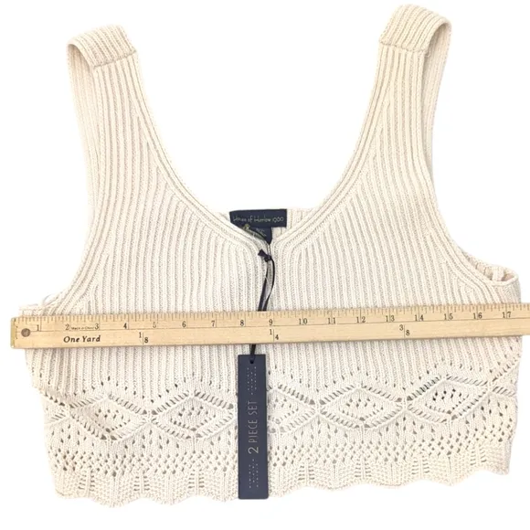 House of Harlow 1960 Sweater Set Crop Top Pencil Skirt NEW Womens Large Ivory