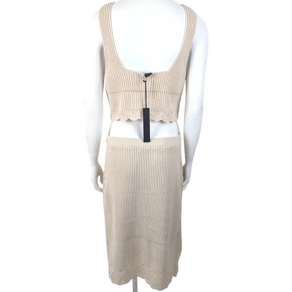House of Harlow 1960 Sweater Set Crop Top Pencil Skirt NEW Womens Large Ivory