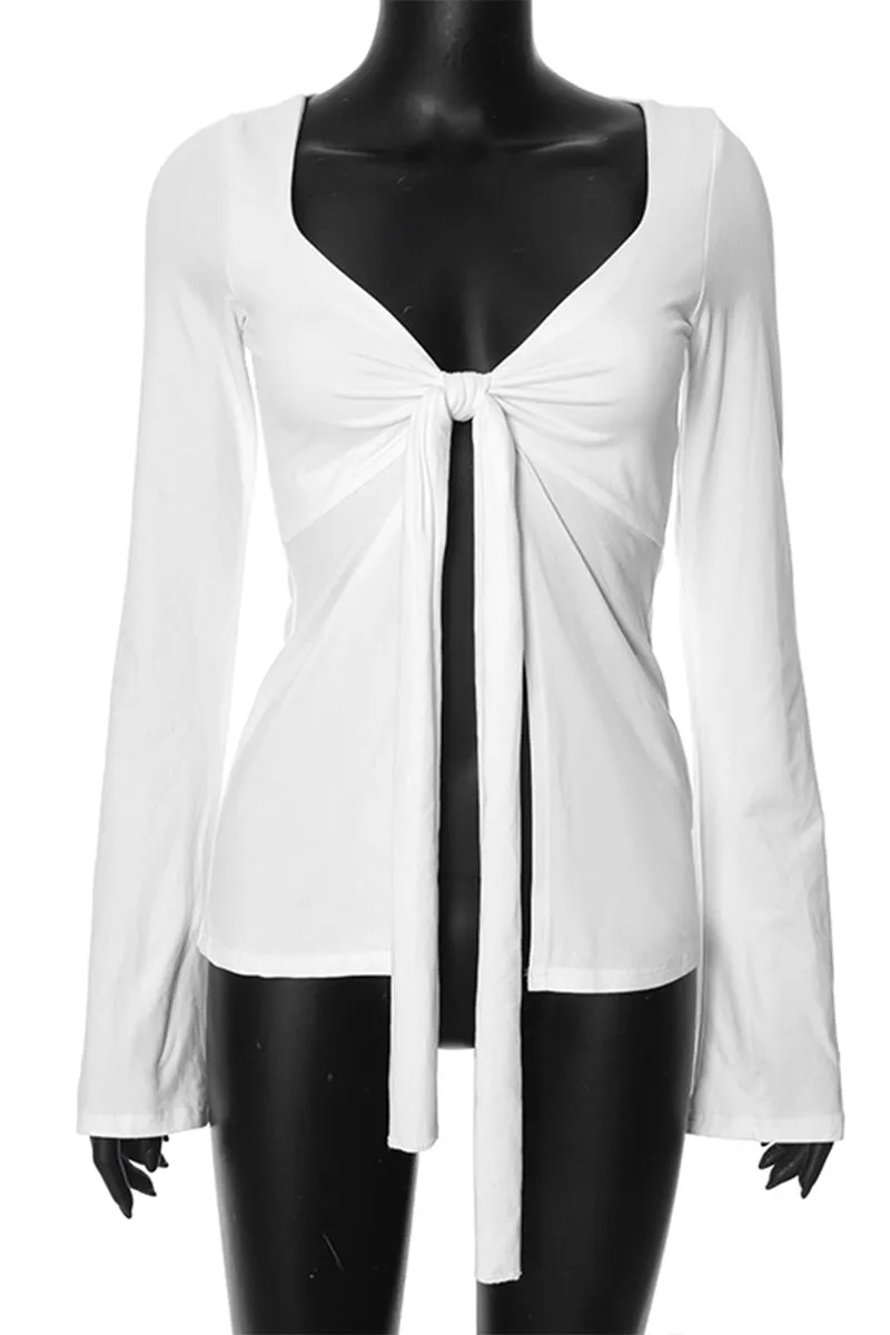 HTS1041 Sweet Knot Front Blouse Top