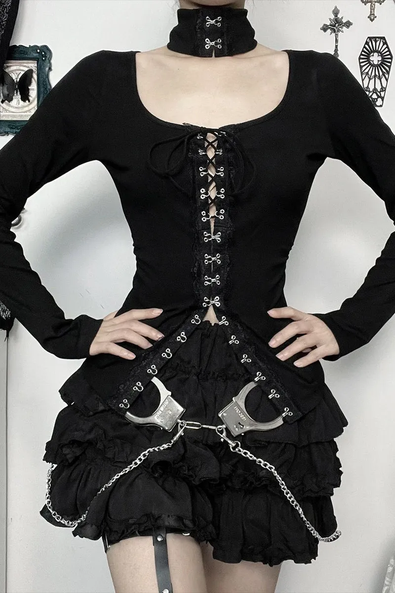 HTS1324 Gothic Lace-Up Corset Top