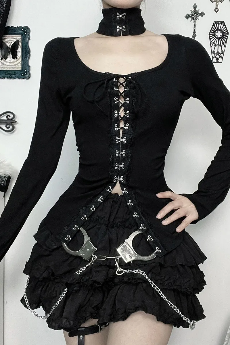 HTS1324 Gothic Lace-Up Corset Top