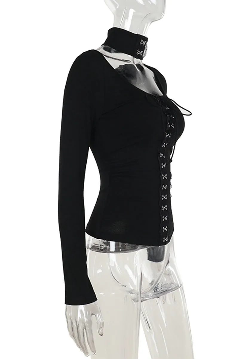 HTS1324 Gothic Lace-Up Corset Top