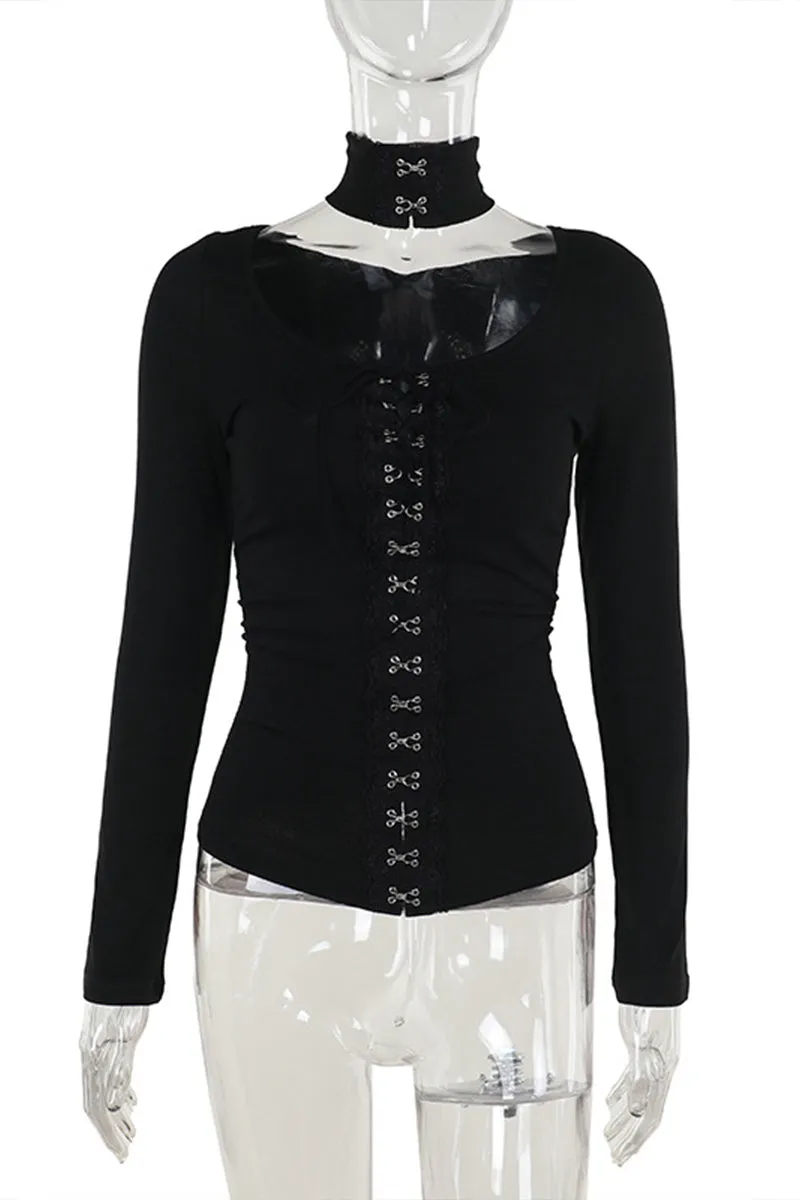 HTS1324 Gothic Lace-Up Corset Top