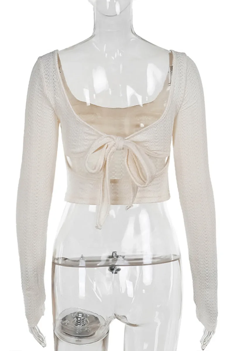 HTS1363 Chic Knit Square Neck Crop Top