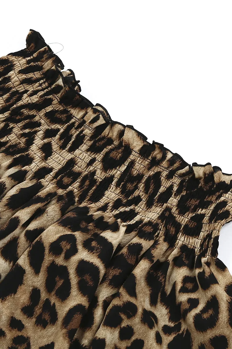 HTT1283 Leopard Off-Shoulder Blouse Top