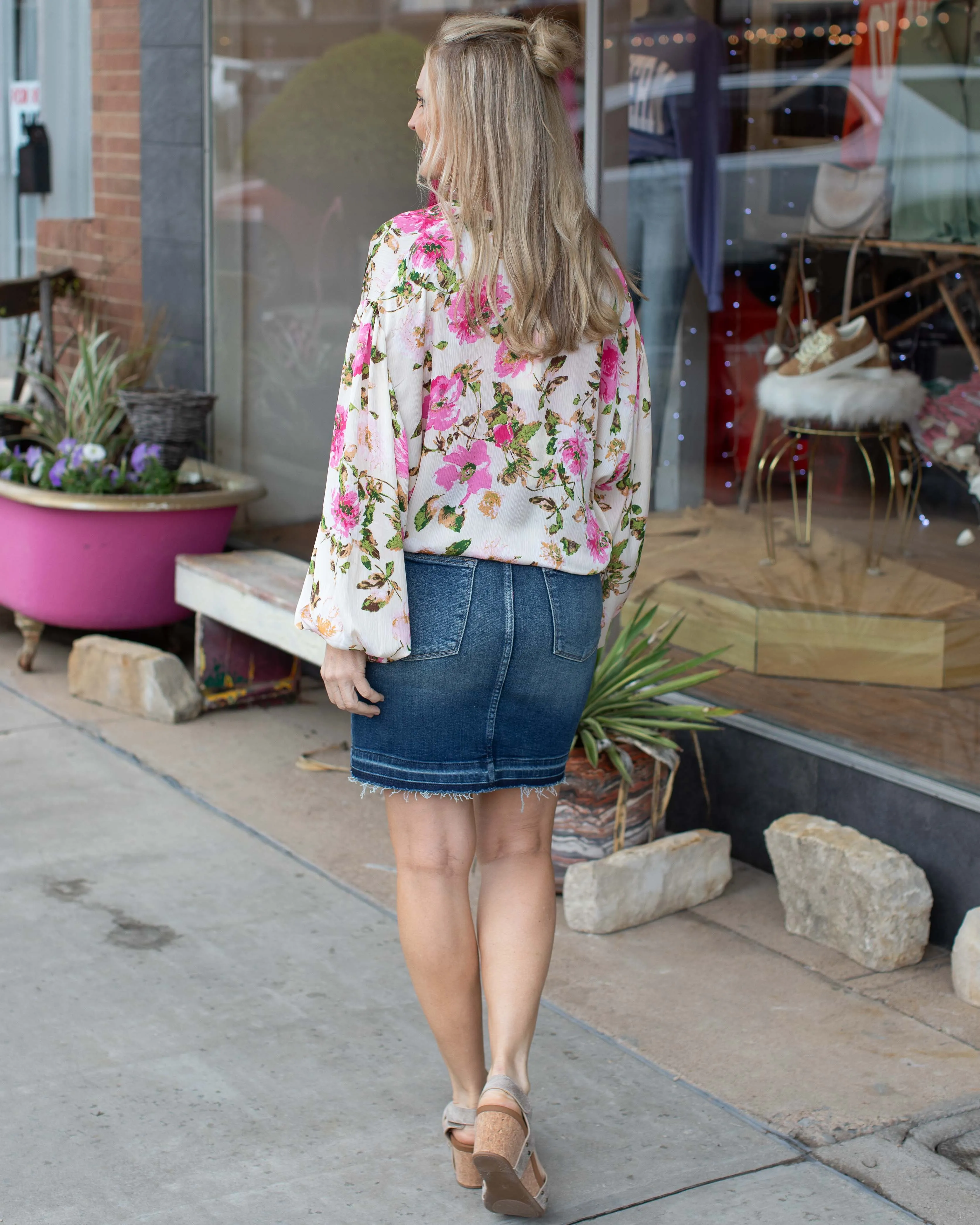 HW TUMMY CONTROL RELEASE HEM DENIM SKIRT BY JUDY BLUE