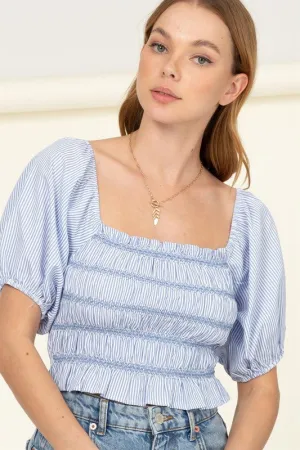HYFVE Cotton Candy Smocked Striped Crop Top