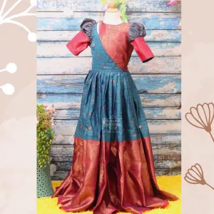 Indian Girls Dress | Pattu Frock for kids | Indian Kids Girl Dress | Indian Kids Dress | Maxi Dress |Kids Long Frock| Kids Ethnicwear|Nihira