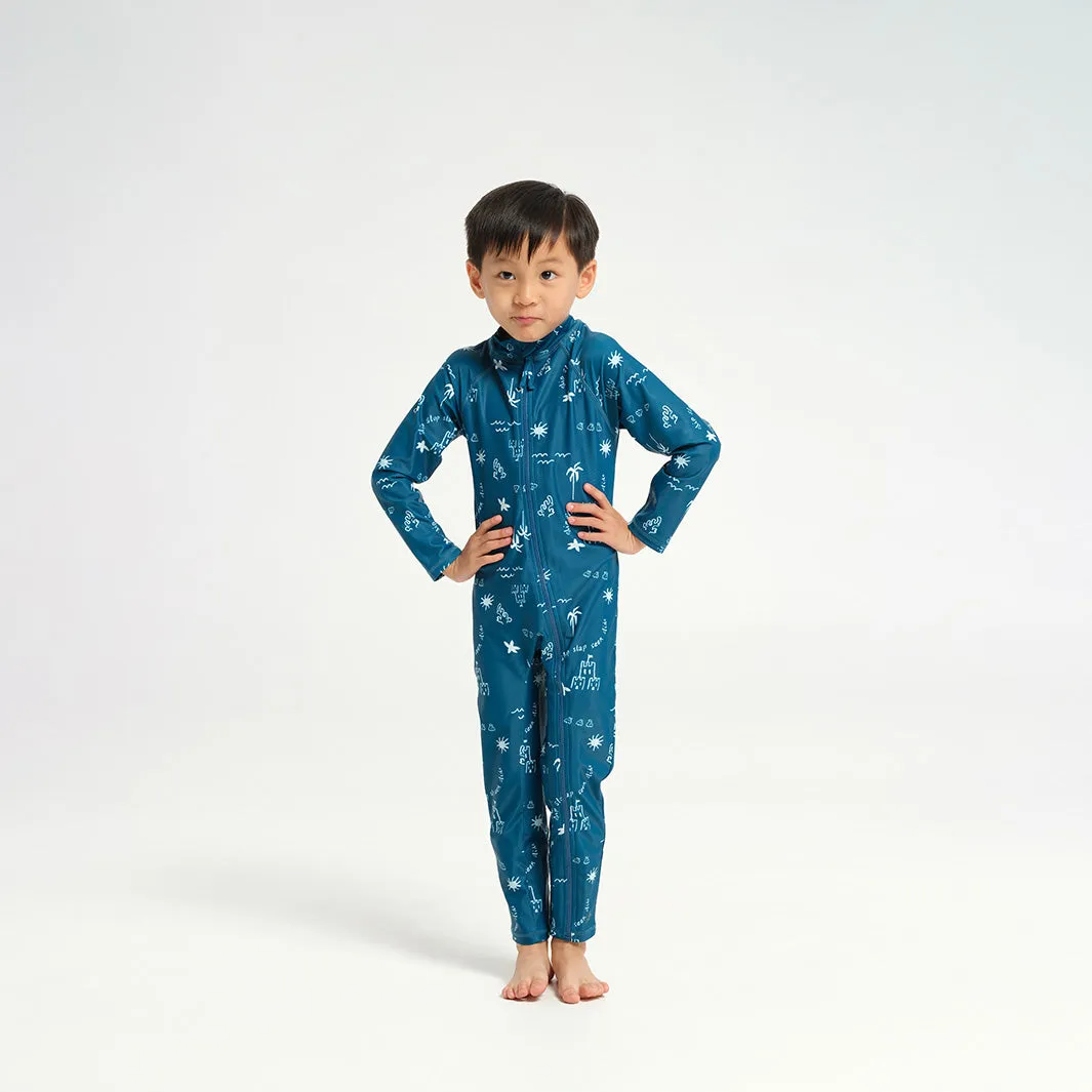 Infant Beach Days LS Swim Zip Suit - Navy