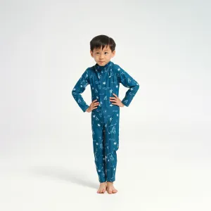 Infant Beach Days LS Swim Zip Suit - Navy