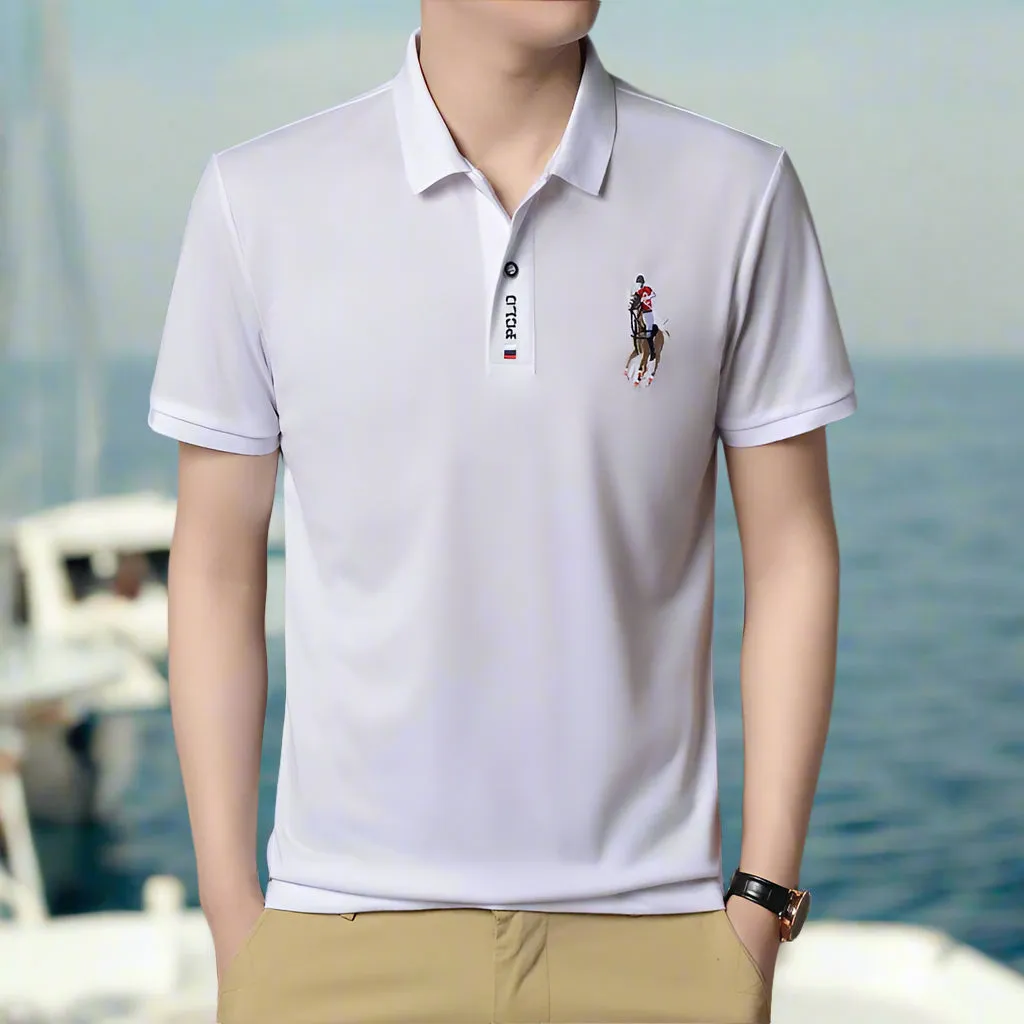 INSTOCK- Ice silk lapel Paul embroidery POLO shirt