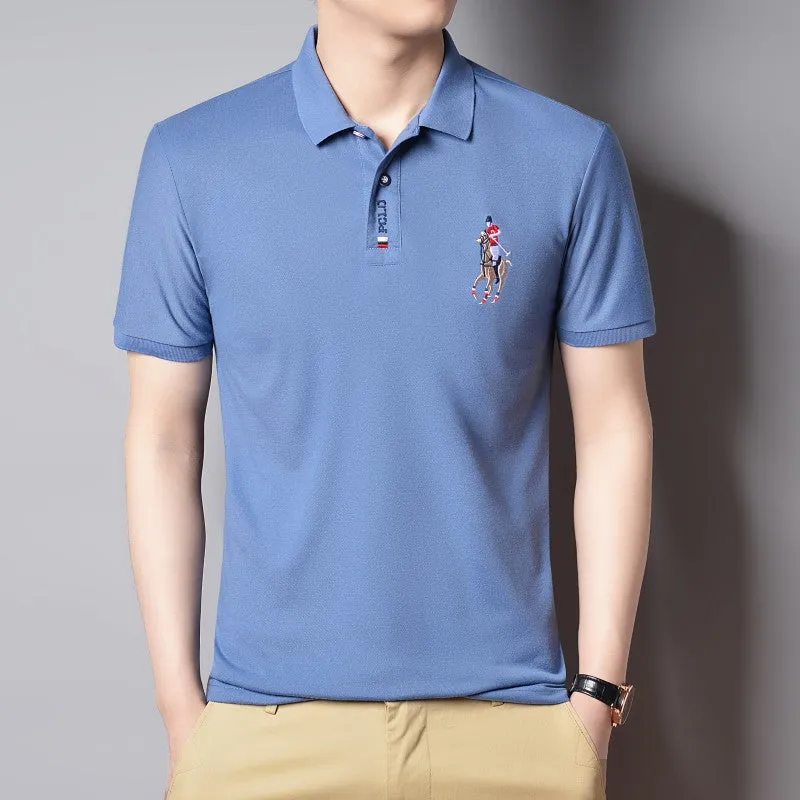 INSTOCK- Ice silk lapel Paul embroidery POLO shirt