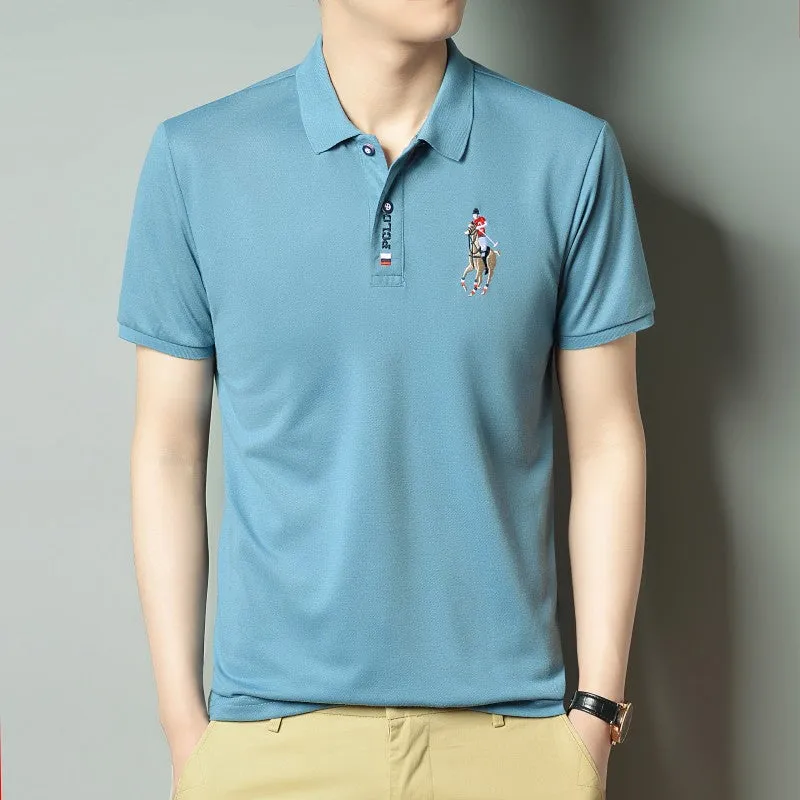 INSTOCK- Ice silk lapel Paul embroidery POLO shirt