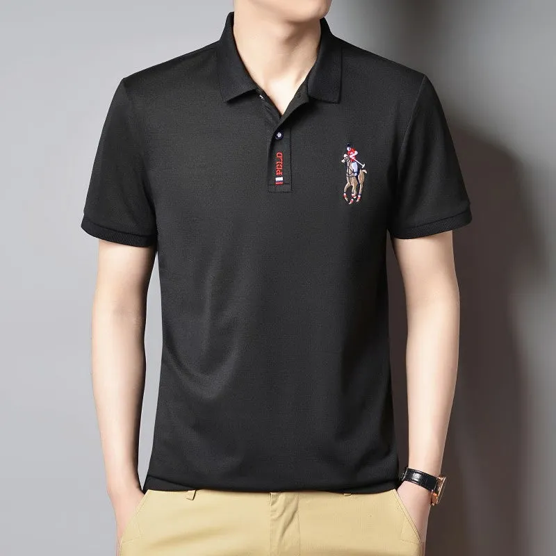 INSTOCK- Ice silk lapel Paul embroidery POLO shirt