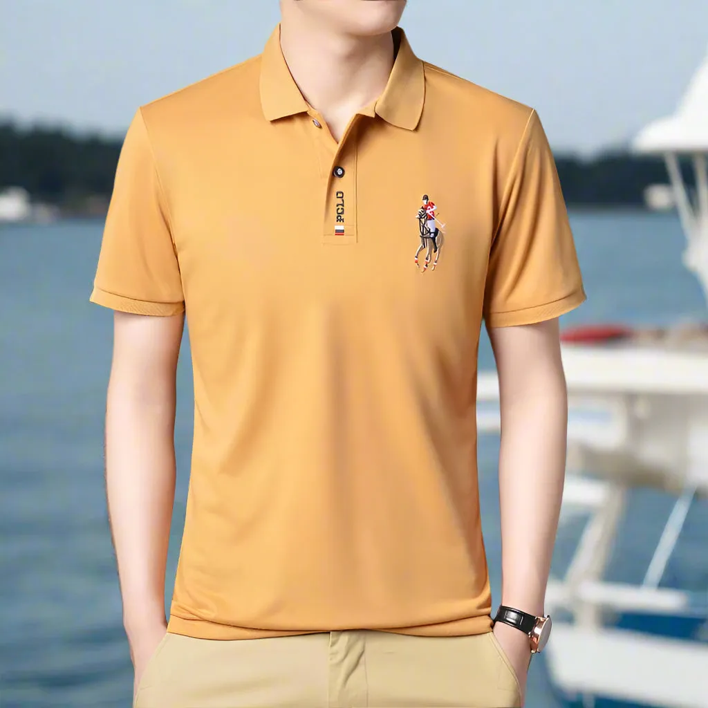 INSTOCK- Ice silk lapel Paul embroidery POLO shirt