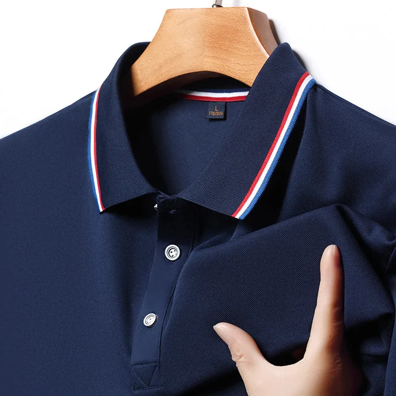 INSTOCK-Seamless polo men's lapel ice silk T-shirt for men