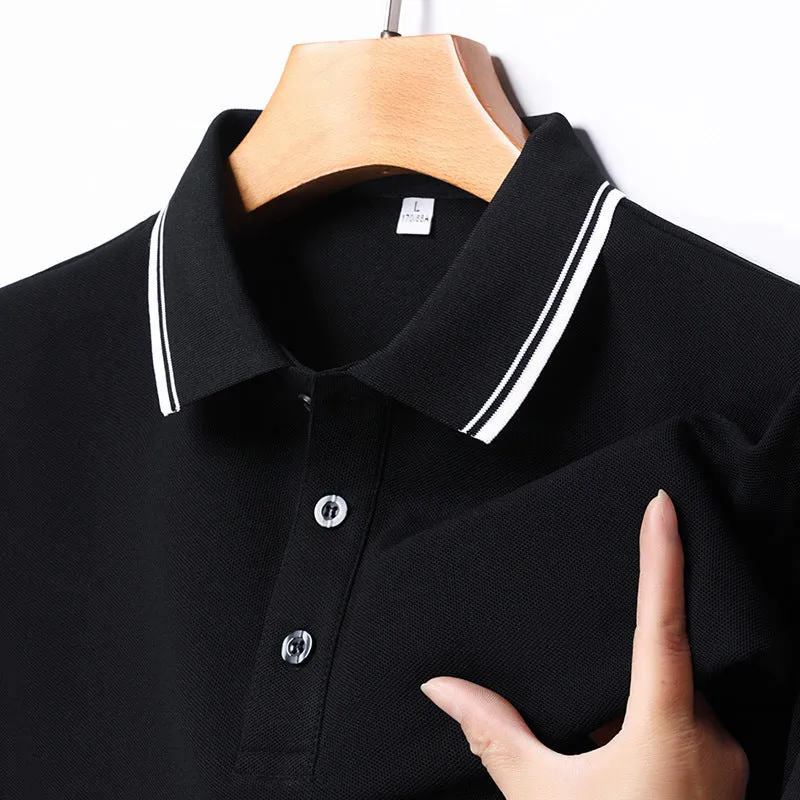 INSTOCK-Seamless polo men's lapel ice silk T-shirt for men