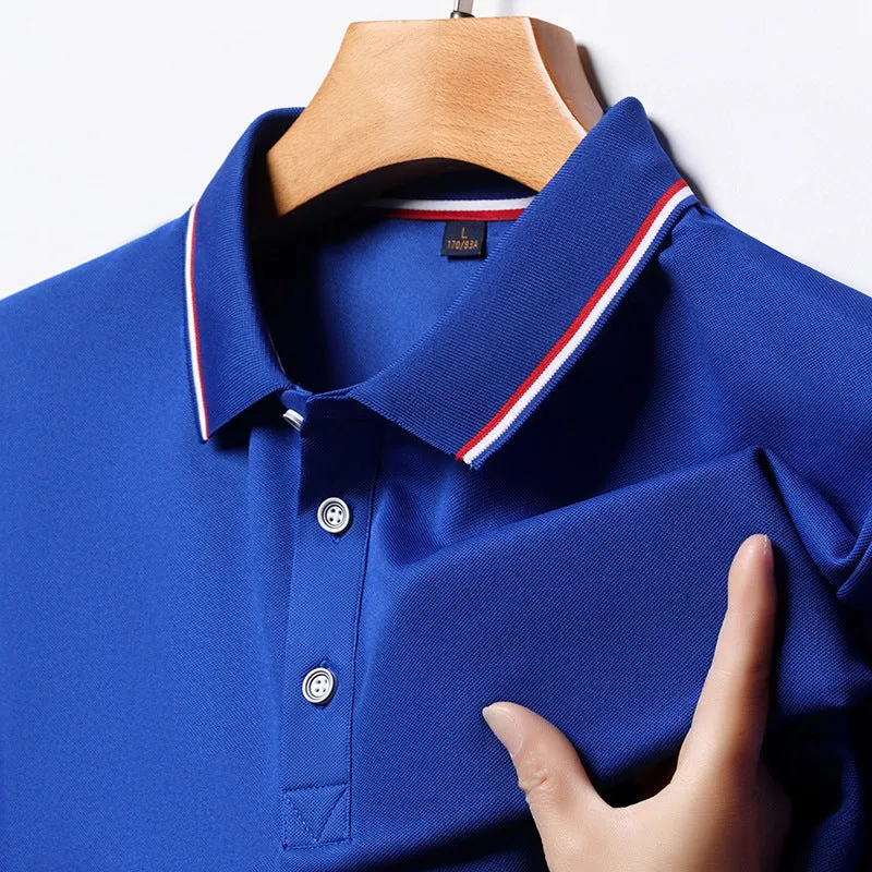 INSTOCK-Seamless polo men's lapel ice silk T-shirt for men