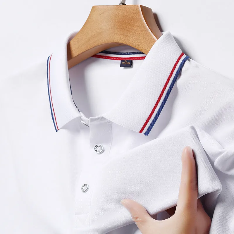 INSTOCK-Seamless polo men's lapel ice silk T-shirt for men