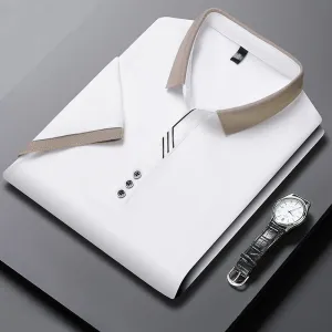 INSTOCK-Seamless polo men's lapel ice silk T-shirt for men