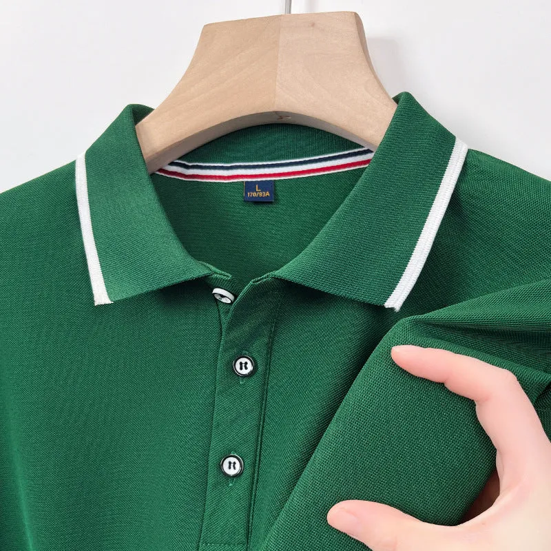 INSTOCK-Seamless polo men's lapel ice silk T-shirt for men