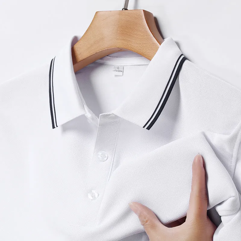 INSTOCK-Seamless polo men's lapel ice silk T-shirt for men
