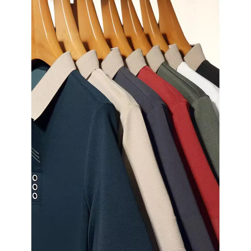 INSTOCK-Seamless polo men's lapel ice silk T-shirt for men