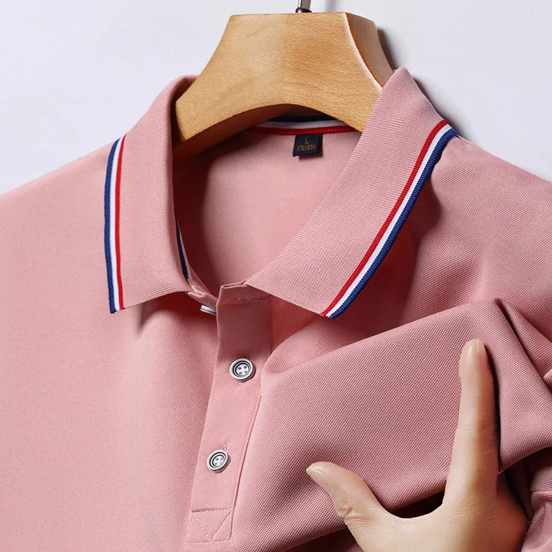 INSTOCK-Seamless polo men's lapel ice silk T-shirt for men