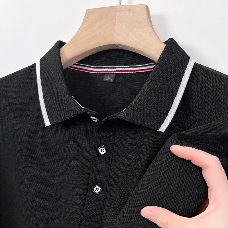INSTOCK-Seamless polo men's lapel ice silk T-shirt for men