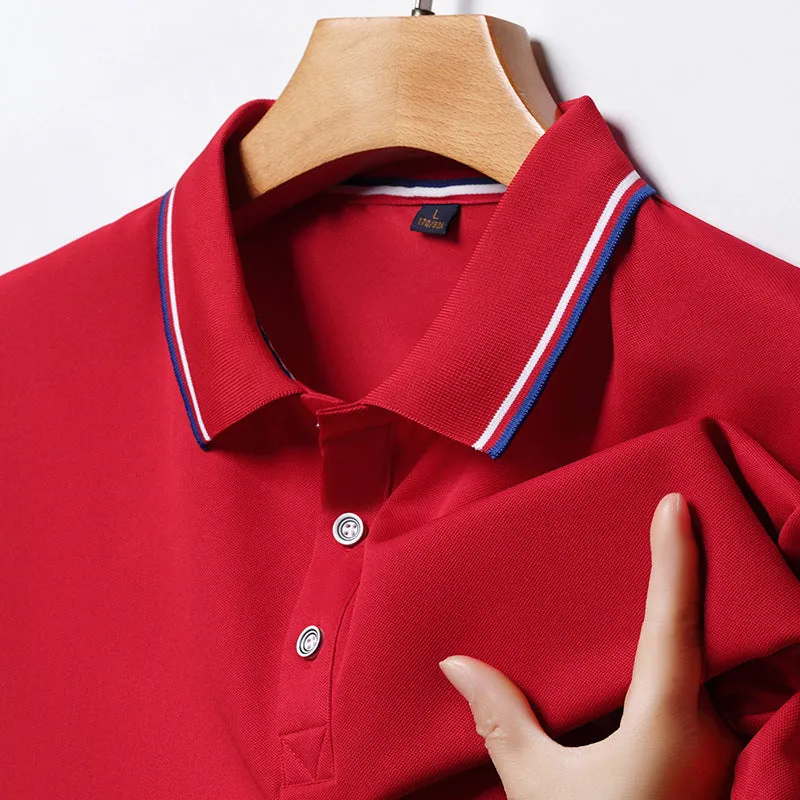 INSTOCK-Seamless polo men's lapel ice silk T-shirt for men