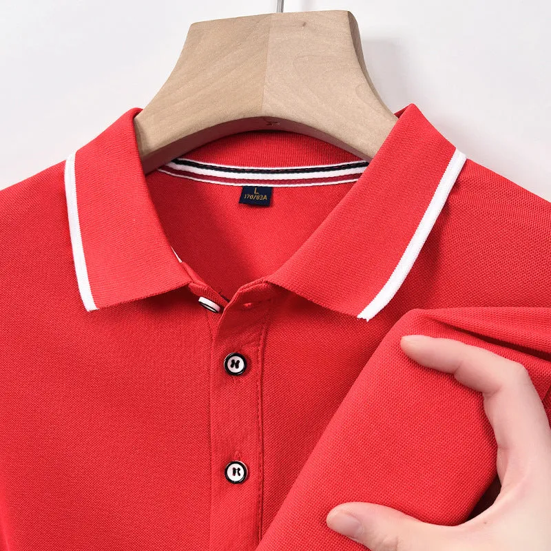 INSTOCK-Seamless polo men's lapel ice silk T-shirt for men