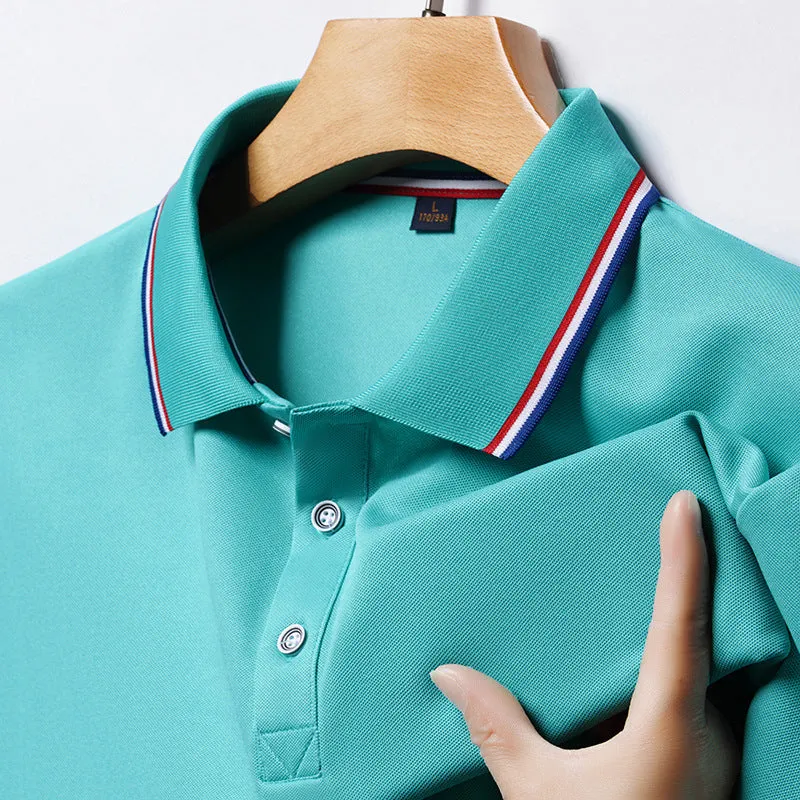 INSTOCK-Seamless polo men's lapel ice silk T-shirt for men