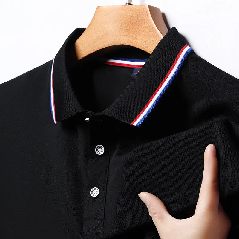 INSTOCK-Seamless polo men's lapel ice silk T-shirt for men