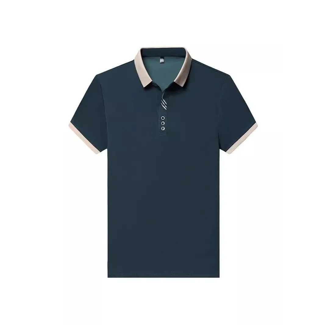 INSTOCK-Seamless polo men's lapel ice silk T-shirt for men