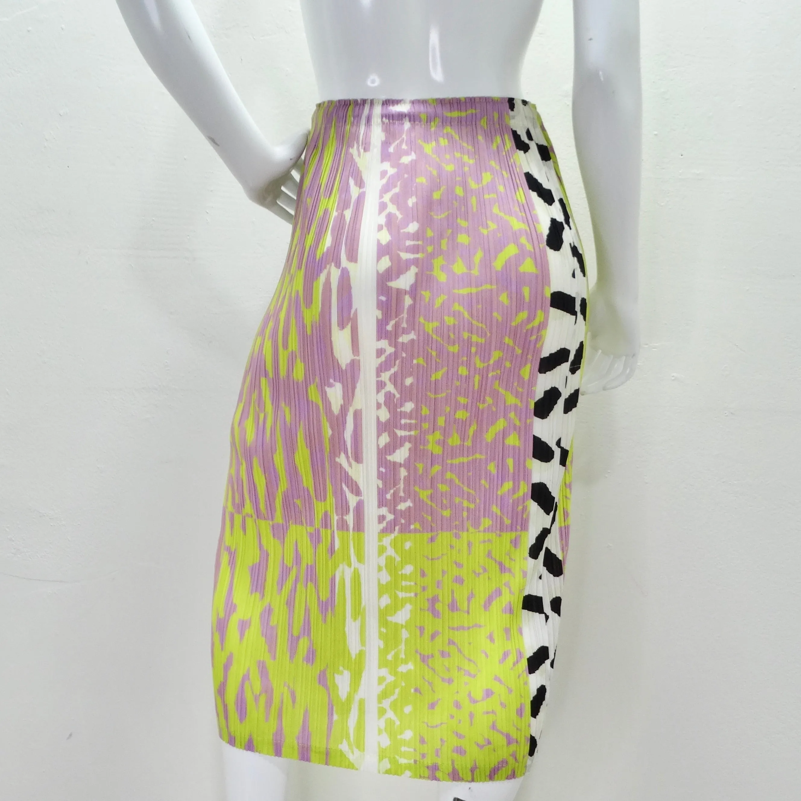 Issey Miyake 1990s Pleats Please Multicolor Midi Skirt