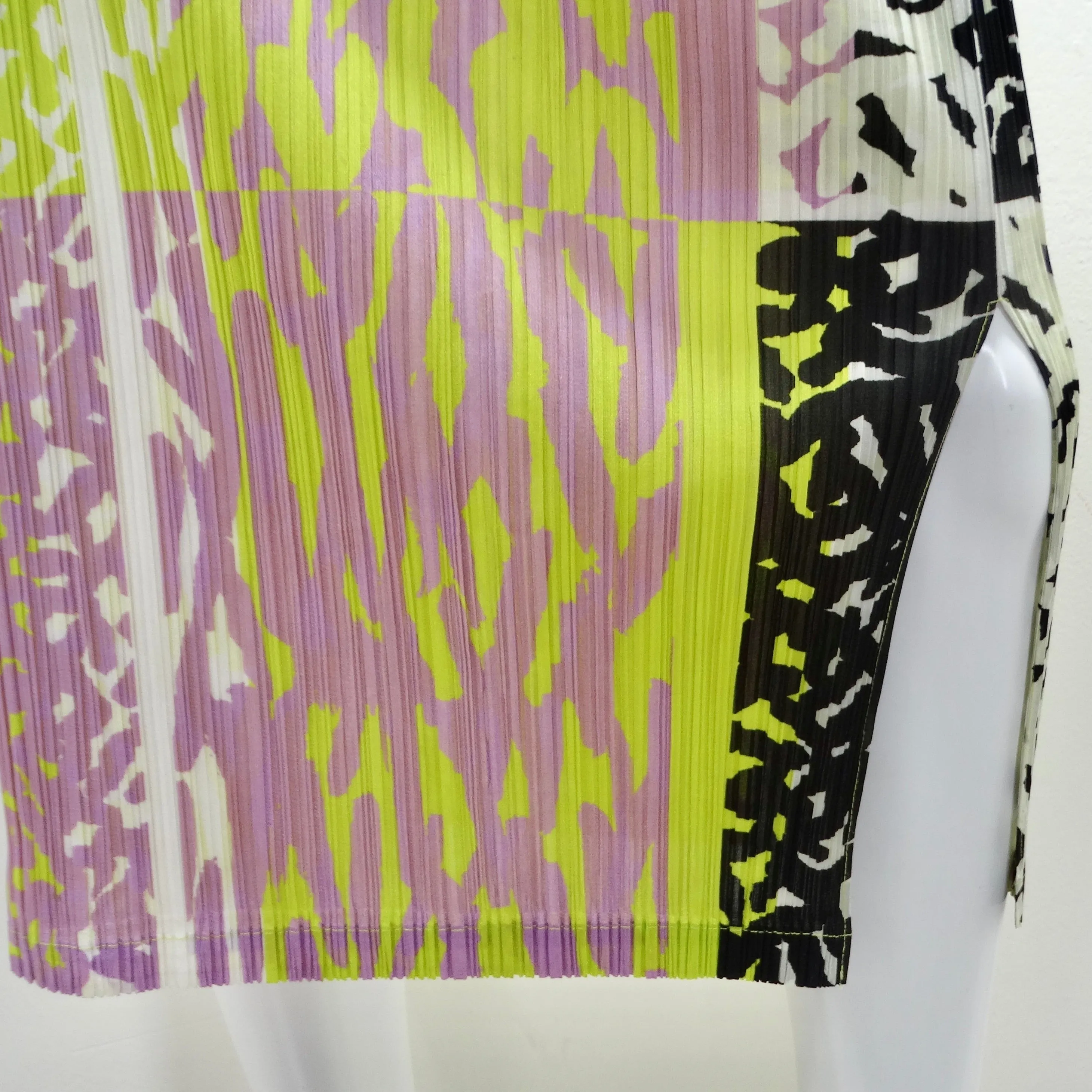 Issey Miyake 1990s Pleats Please Multicolor Midi Skirt