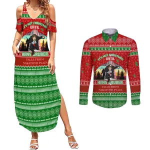 It's Not Christmas Unil Hans Gruber Falls From Nakatomi Plaza Couples Matching Summer Maxi Dress and Long Sleeve Button Shirts Xmas Eve 1988 DT02
