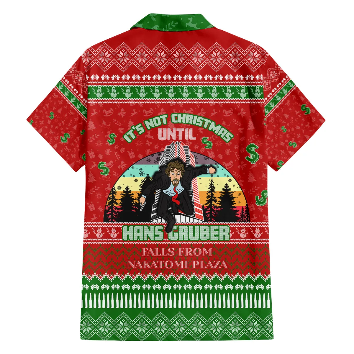 It's Not Christmas Unil Hans Gruber Falls From Nakatomi Plaza Family Matching Off Shoulder Maxi Dress and Hawaiian Shirt Xmas Eve 1988 DT02