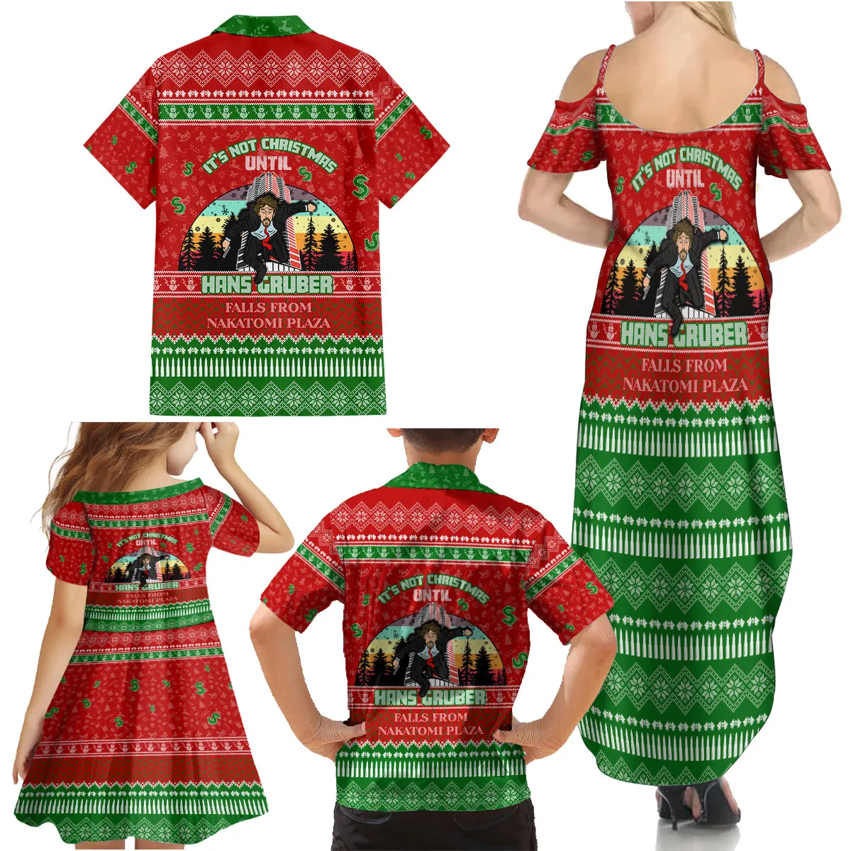 It's Not Christmas Unil Hans Gruber Falls From Nakatomi Plaza Family Matching Summer Maxi Dress and Hawaiian Shirt Xmas Eve 1988 DT02