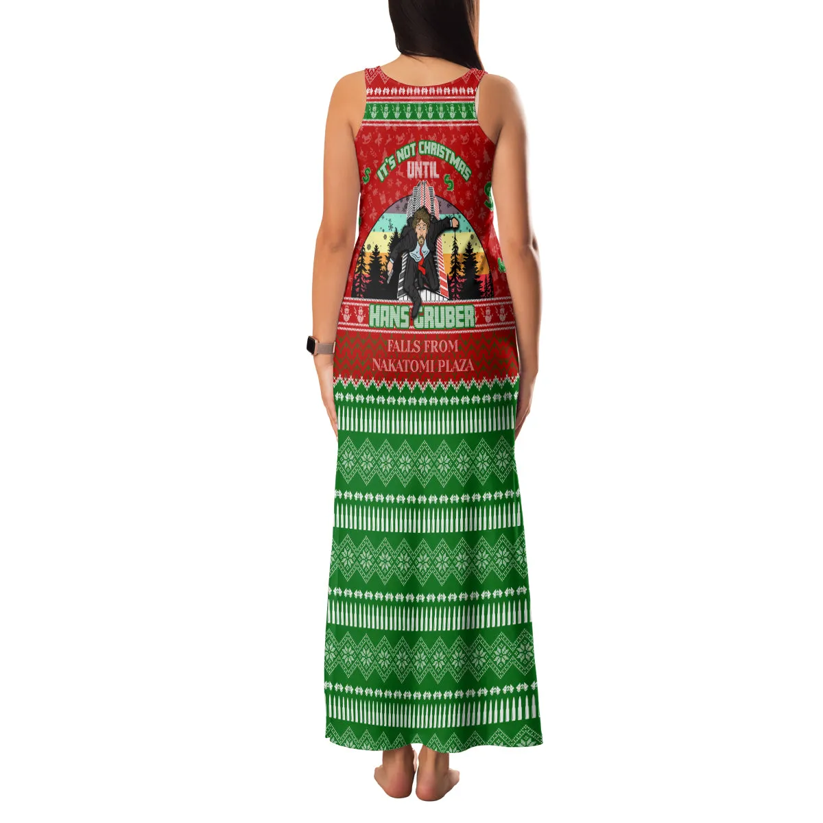 It's Not Christmas Unil Hans Gruber Falls From Nakatomi Plaza Family Matching Tank Maxi Dress and Hawaiian Shirt Xmas Eve 1988 DT02