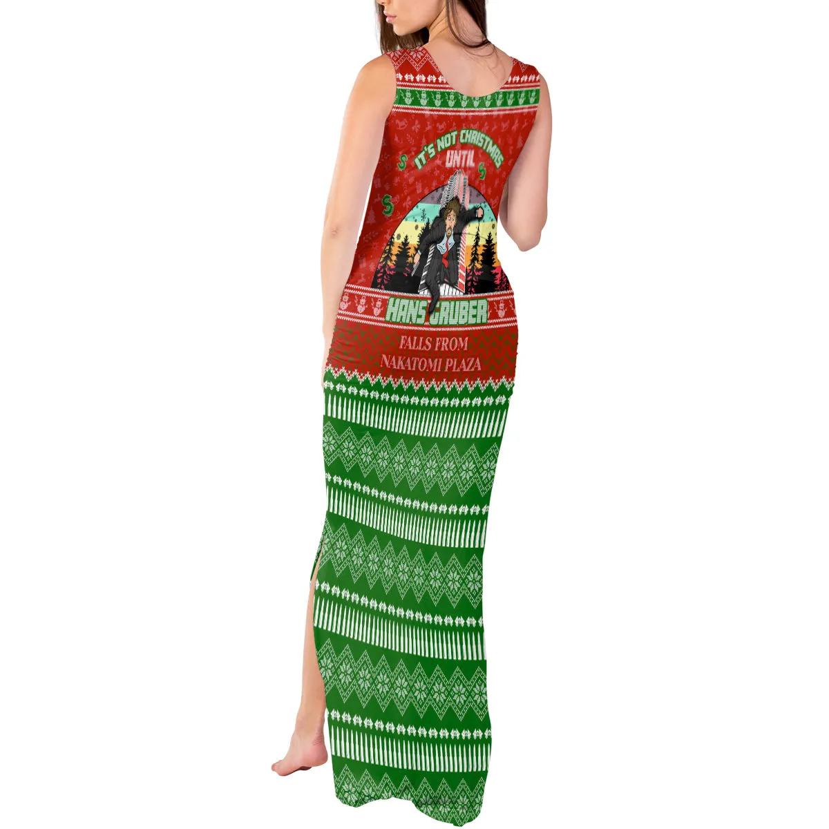 It's Not Christmas Unil Hans Gruber Falls From Nakatomi Plaza Tank Maxi Dress Xmas Eve 1988 DT02